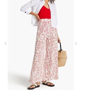 NWT EVARAE Aprilla printed silk crepe de chine wide-leg pants